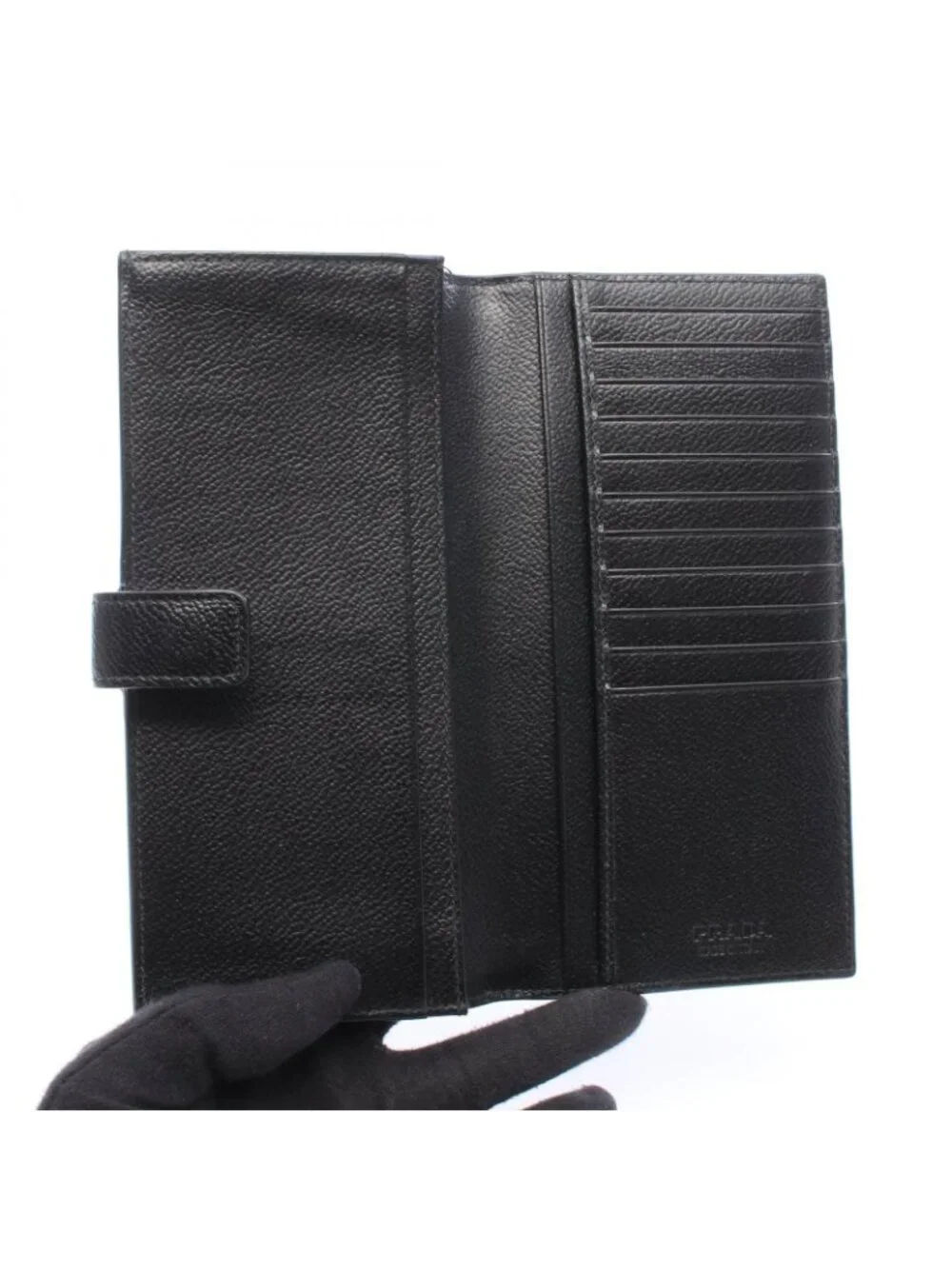 Prada Bifold Wallet Black Gray Leather Long Billfold